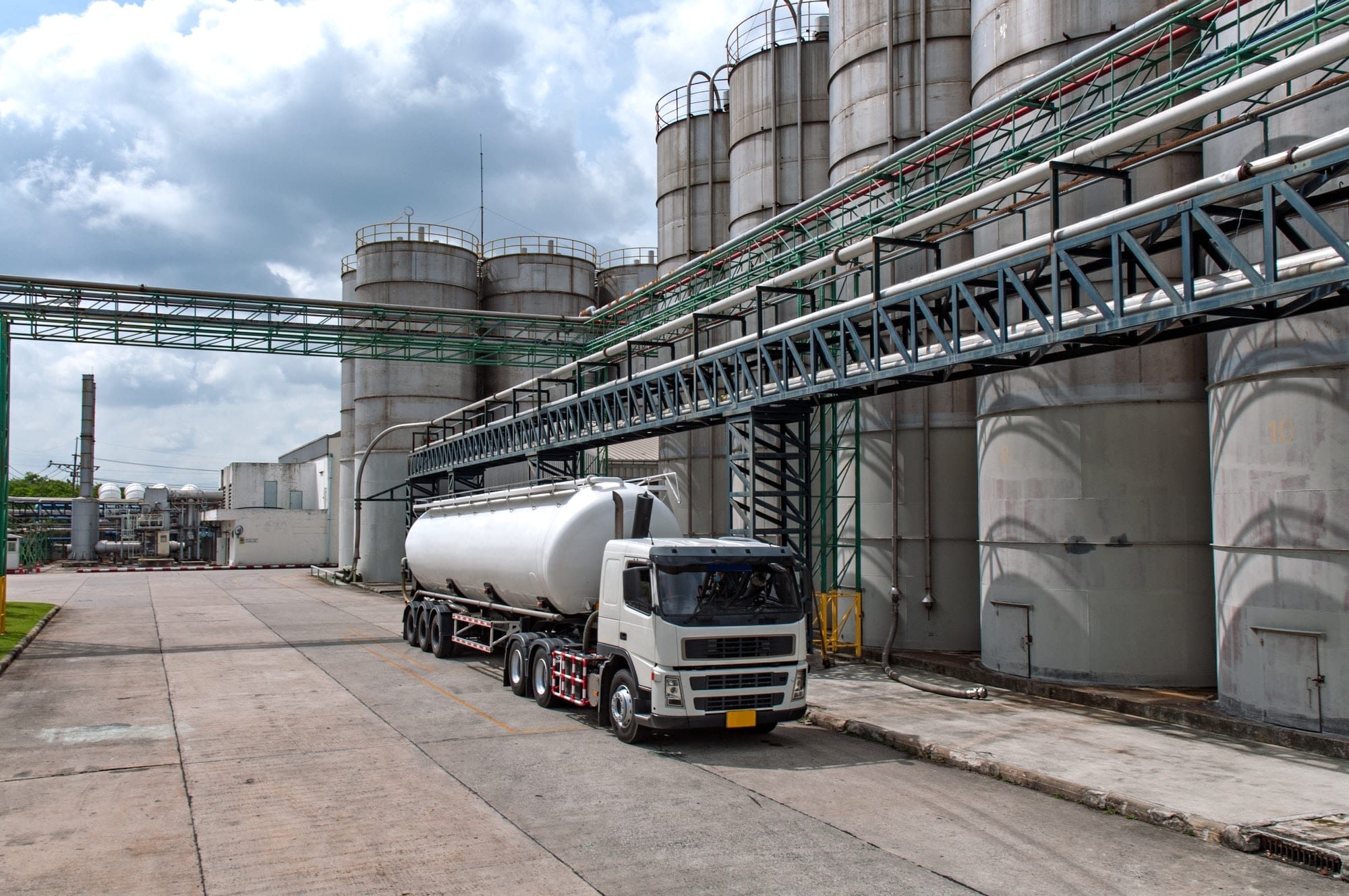 Delivery Truck Danger Chemical in Petrochemical Plant