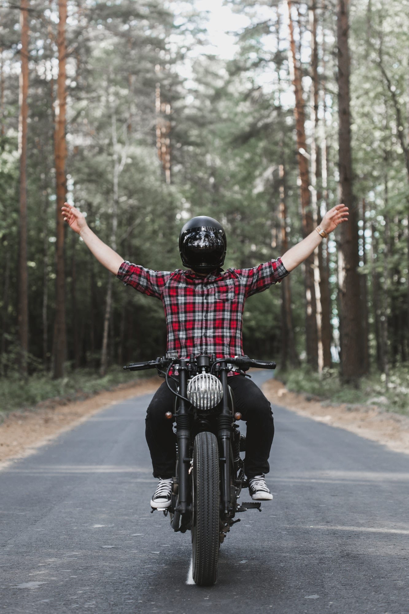Man seat on the motorcycle